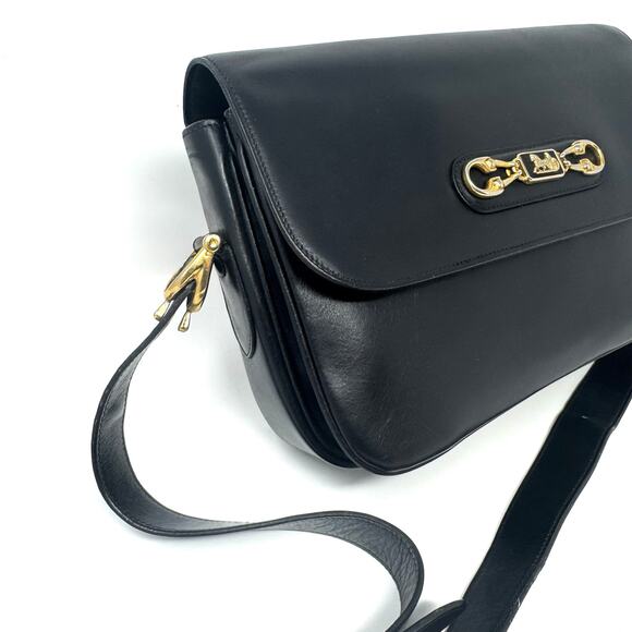 Celine Vintage Black Leather Horsebit Shoulder Bag | Box Calf | Gold Hardware - Picture 6 of 14